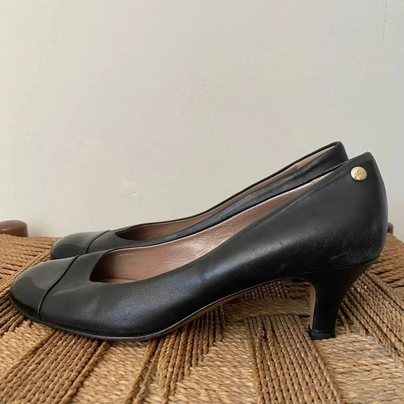 AGL Attilio Giusti Leombruni Cap Toe Pumps Women’s 38.5 Heels Black Leather - Picture 2 of 7